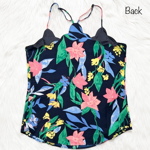 SOLD-J. Crew Tropical Floral Print Scalloped Sleeveless Strappy Racerback Tank - Picture 5 of 8